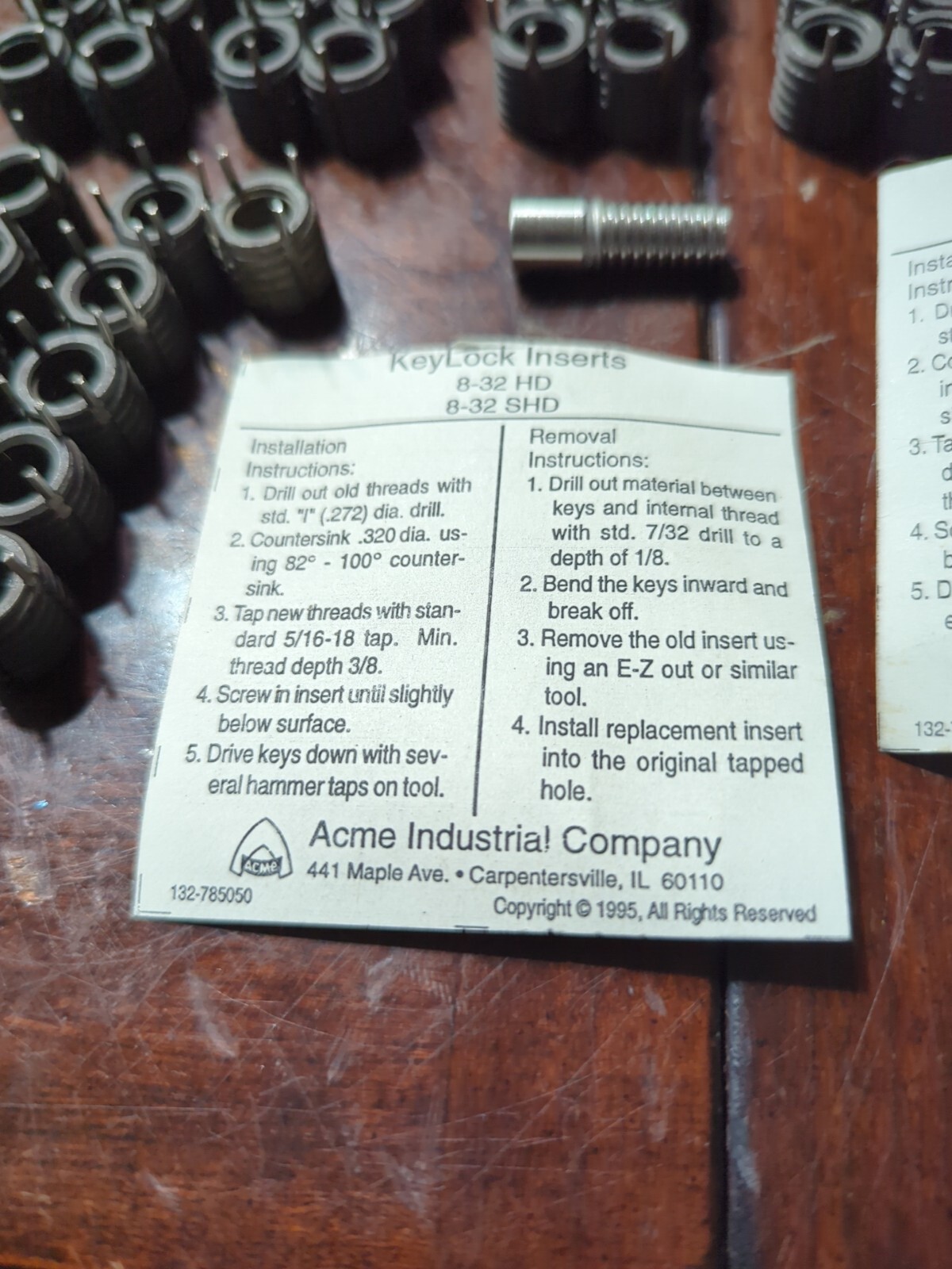 Huge 292 Piece Keylock Insert Set Acme, Carr & Others Inc 6 Tools
