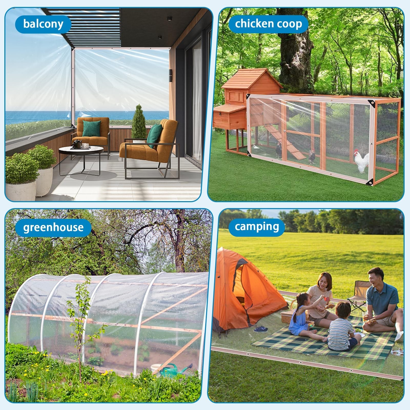 Clear Tarp 7×8 ft Heavy Duty Waterproof – Rip-Resistant Reinforced Plastic