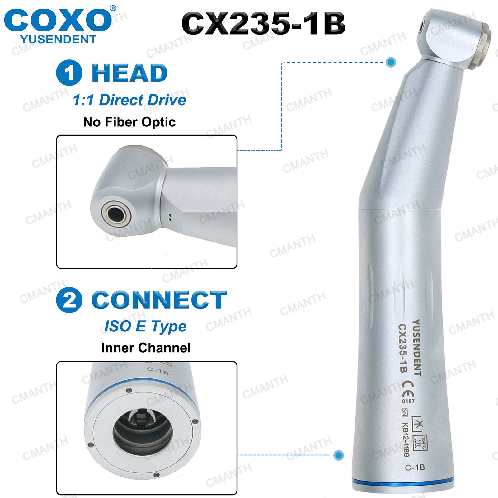 US COXO Dental Slow Speed Contra Angle Inner Water Air Motor Straight Handpiece