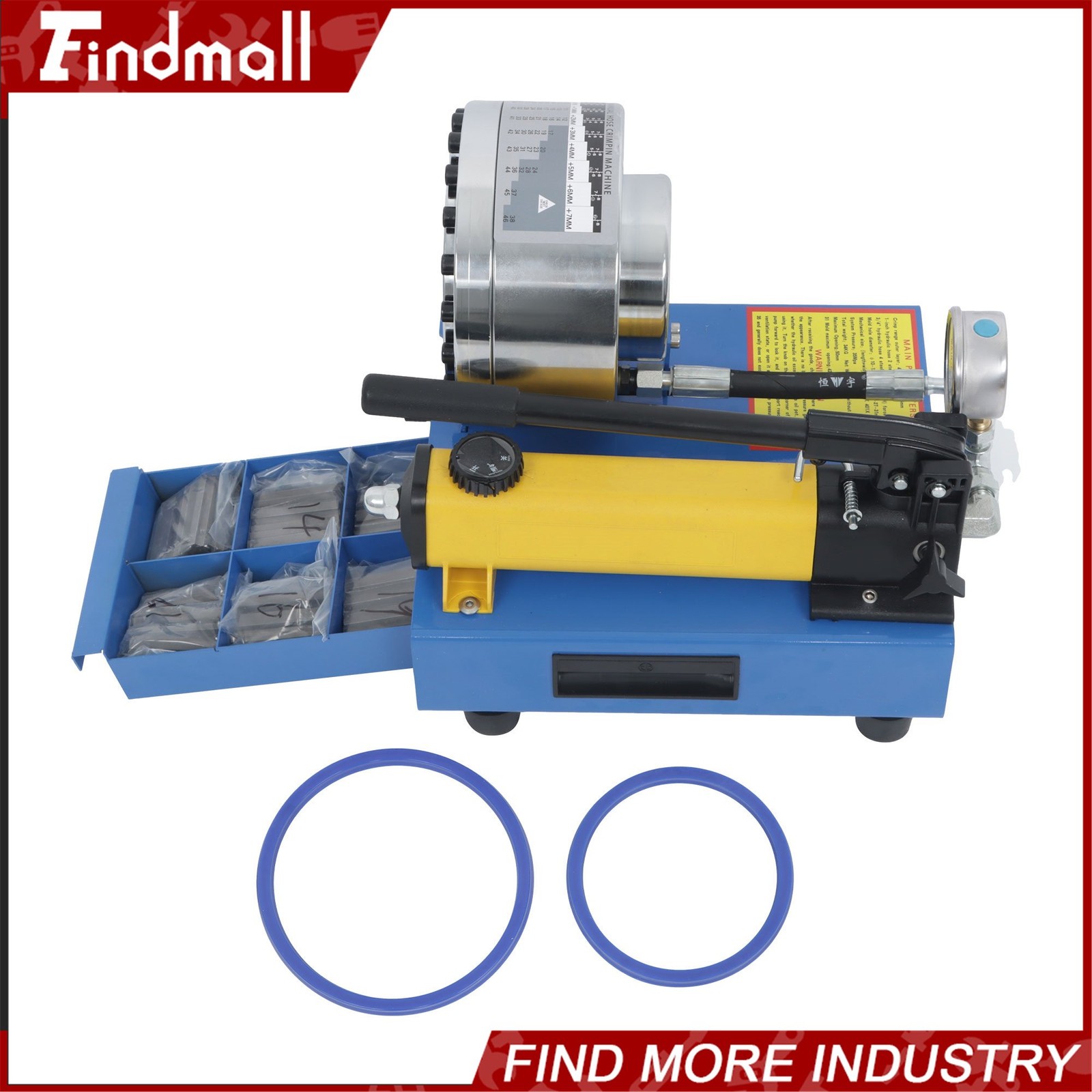 Findmall Portable Hydraulic Hose Crimper Pipe Crimping Machine with 8 Set Dies