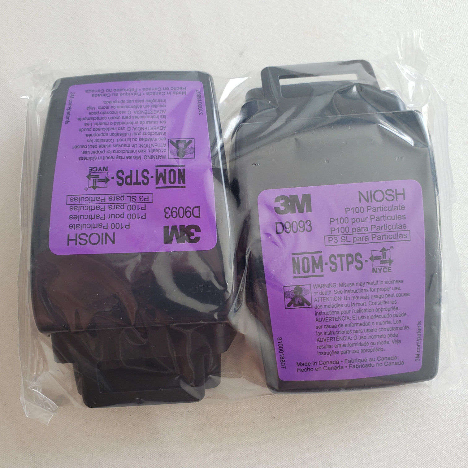 3M D9093 Secure Click Hard Case P100 Particulate Respirator Filter NIOSH