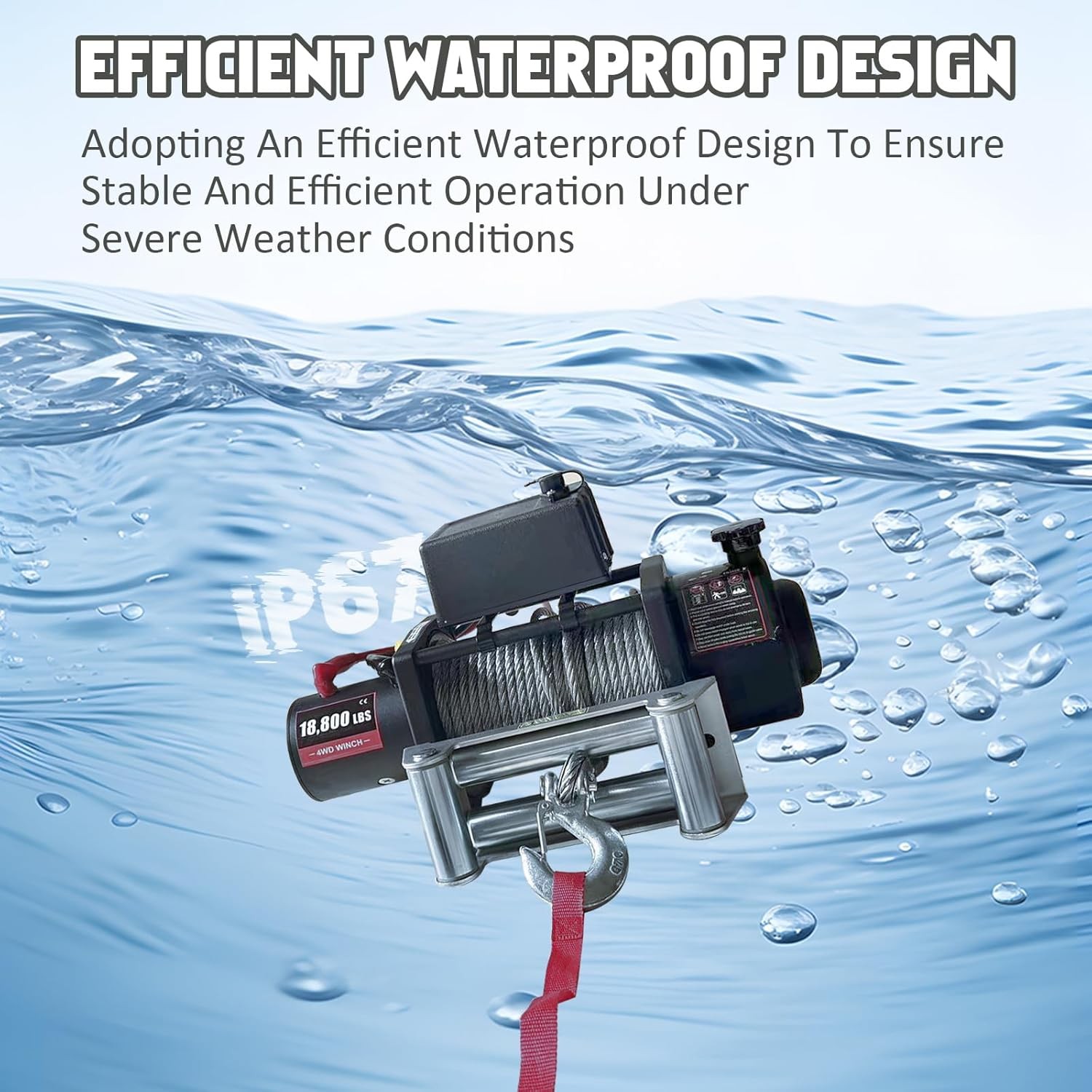 18800LBS Truck Electric Winch Kit Waterproof IP67 80FT Steel Cable Truck Winch