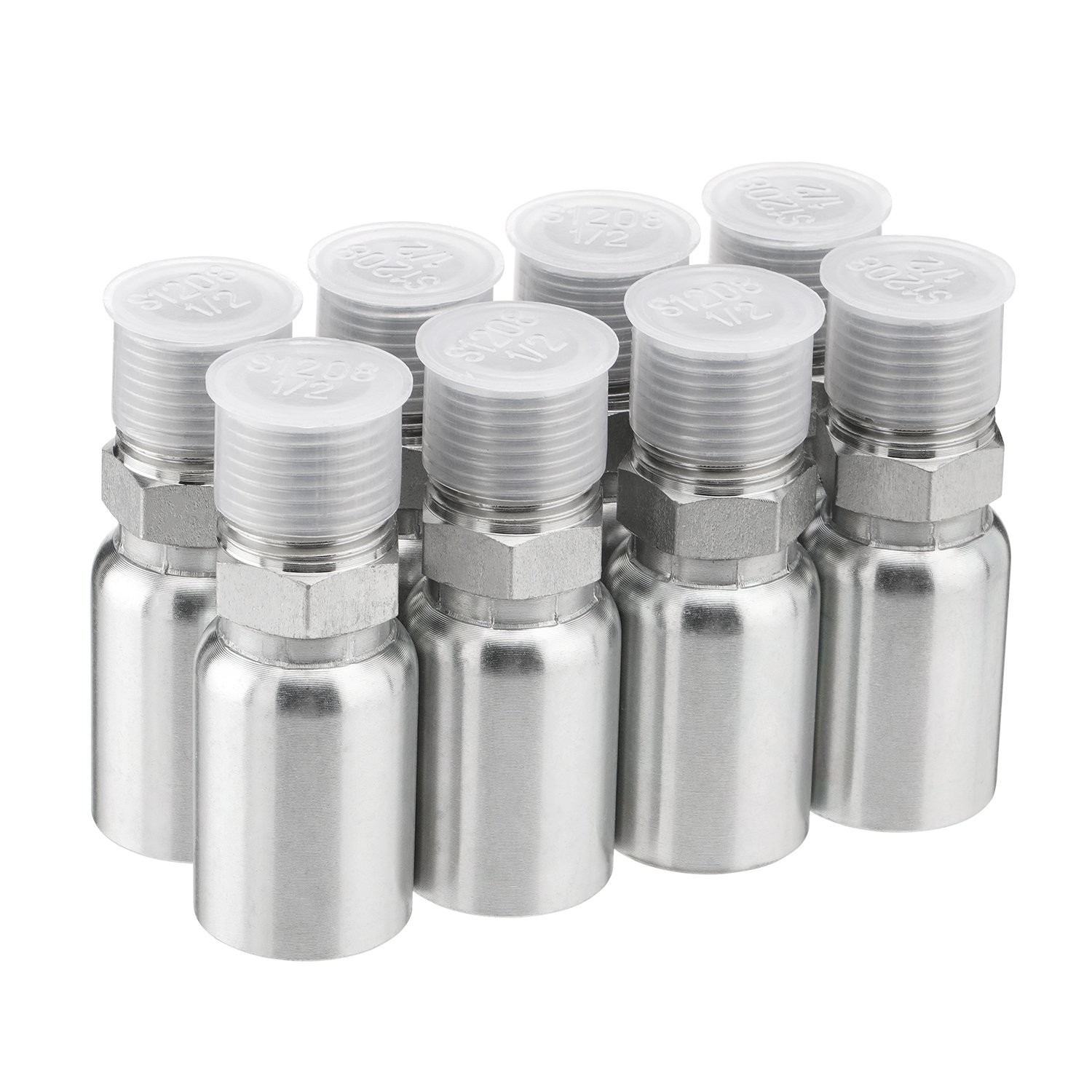 12 Pack 1/2″ Hydraulic Hose Fittings, 1/2″ I.D. Hose x 1/2″ NPTF Male with Prote