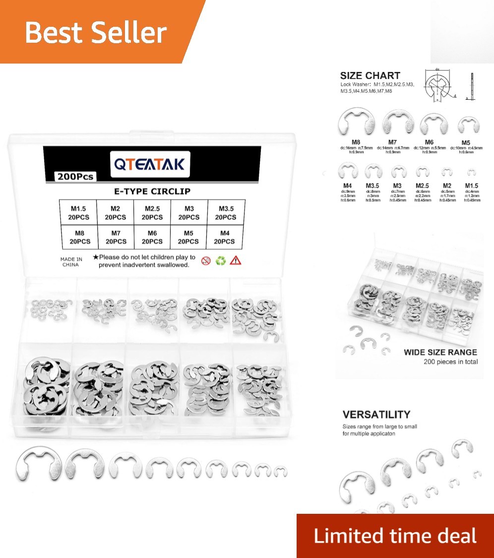 Versatile Steel E-Clip Circlip Assortment – 1.5mm to 8mm Sizes for Fastening