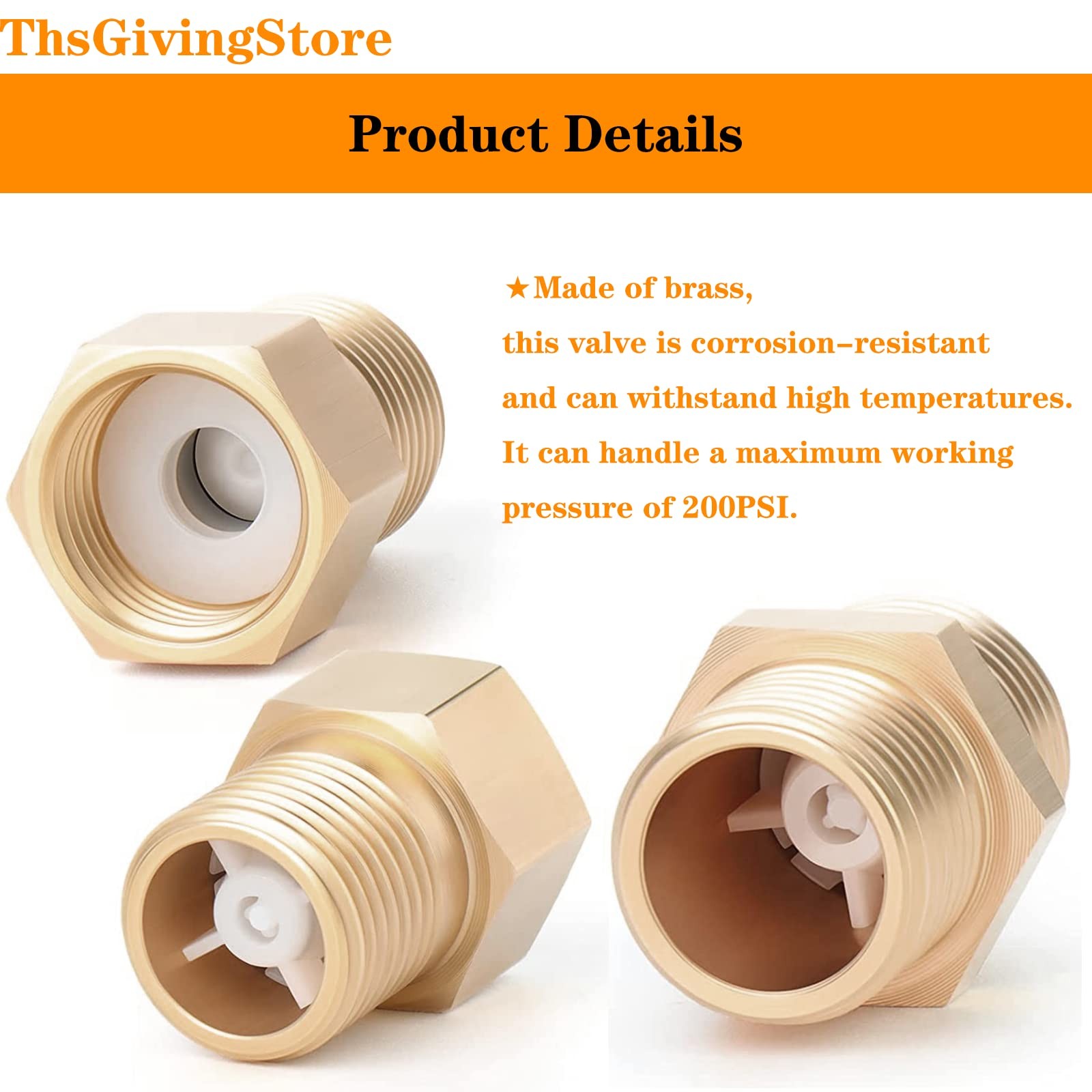 1/4 Inch Brass Check Valve Male to Female Thread One Way Non-Return Valve