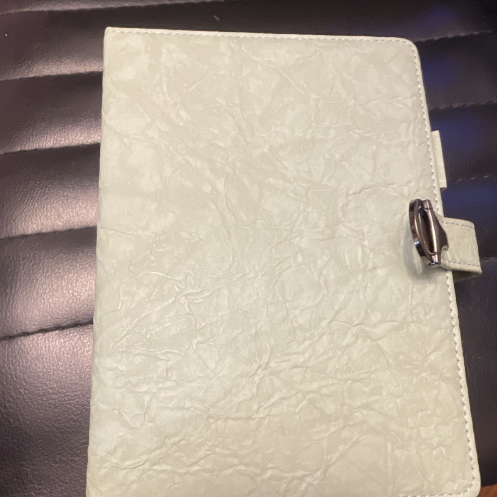 Light Green Faux Leather Blank Journal with Strap Clasp Textured Cover