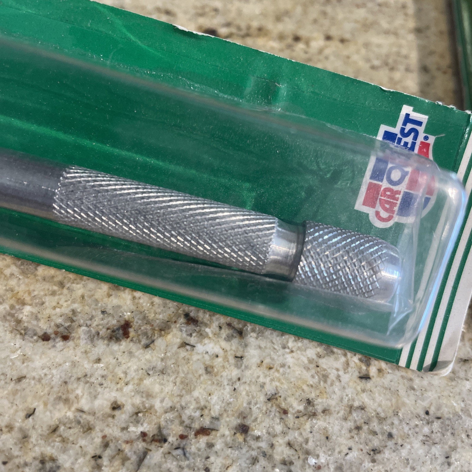 (4) New CARQUEST Round Soapstone Holders (Aluminum) W/Pocket Clip – #07542
