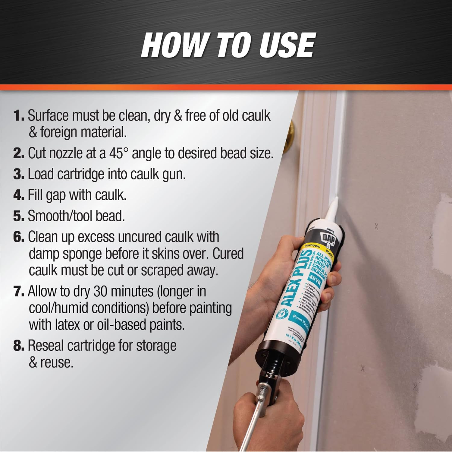INC 18152 10.1Oz White Alex plus Acrylic Latex Caulk with Silicone
