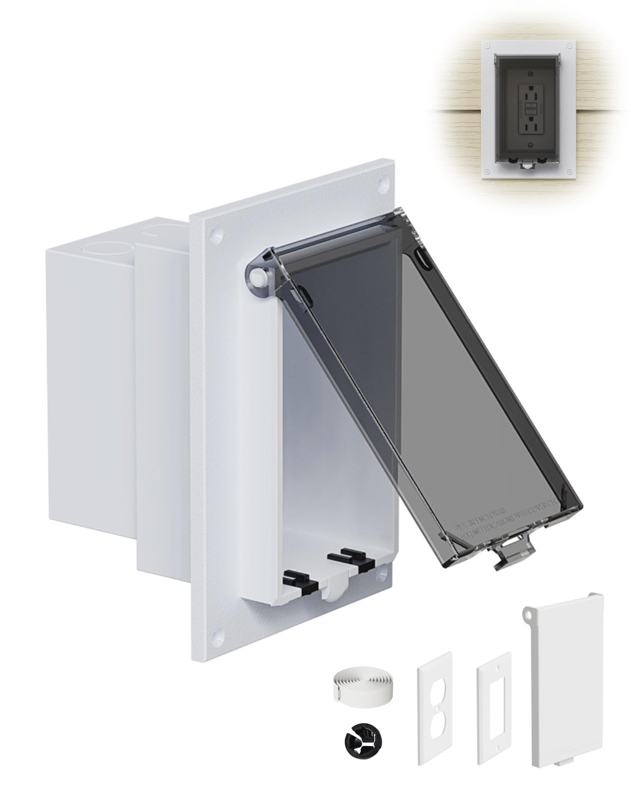DBVR1W-1 Low Profile IN BOX Exterior Box, Outdoor Recessed Outlet Electrical Box