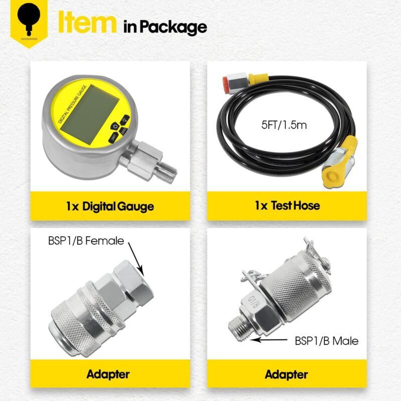 10000PSI Digital Hydraulic Pressure Test Coupling Kit 700BAR/70Mpa Fit Excavator