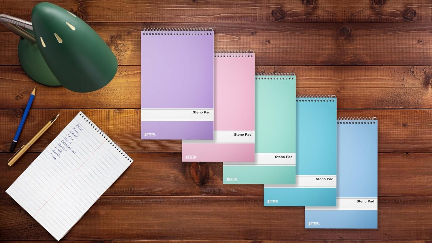 Better Office Products Spiral Steno Pads, 10 Pack, 6 x 9 inches, 80 Assorted