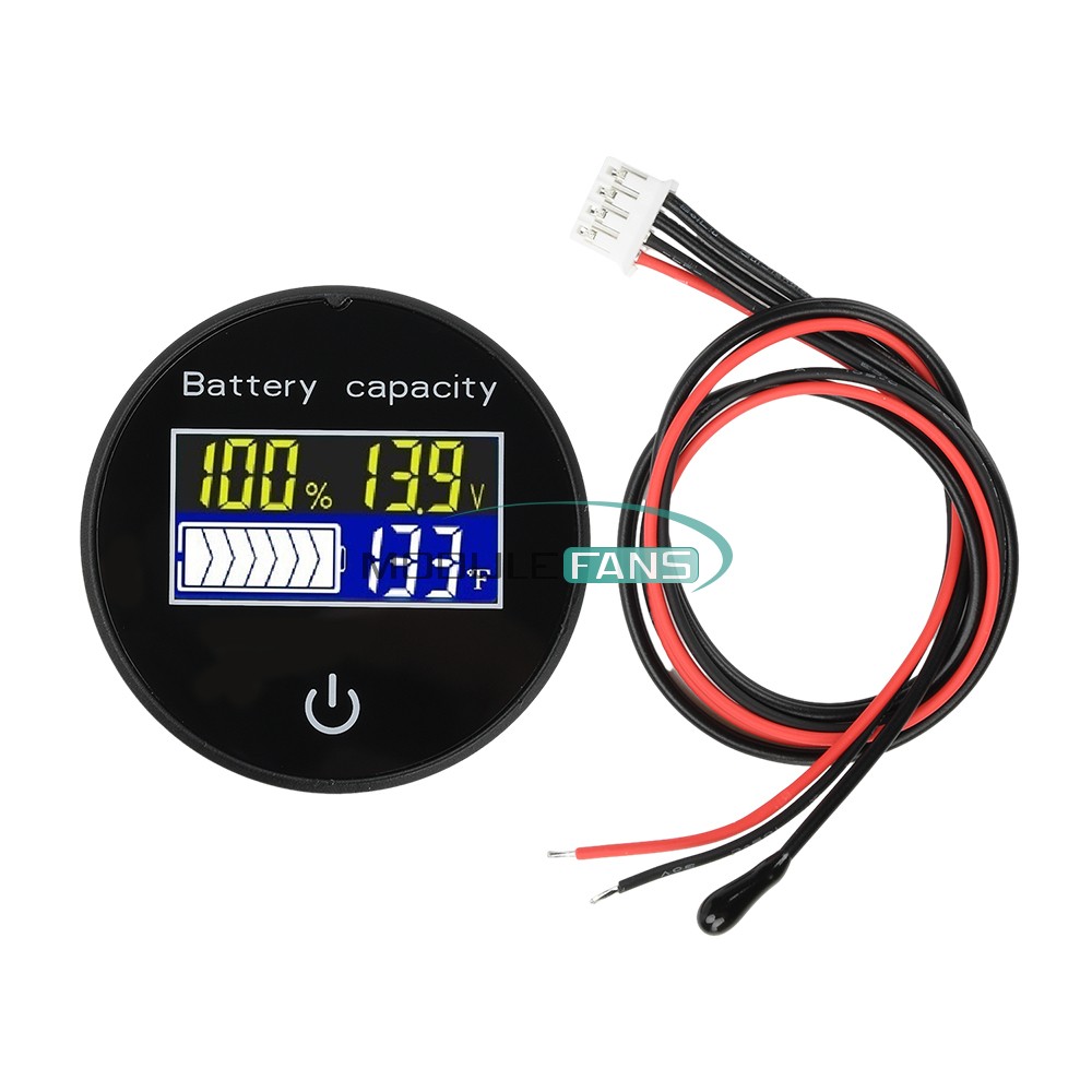 Digital Battery Level Indicator Voltage Power Percentage Temperature LCD Display