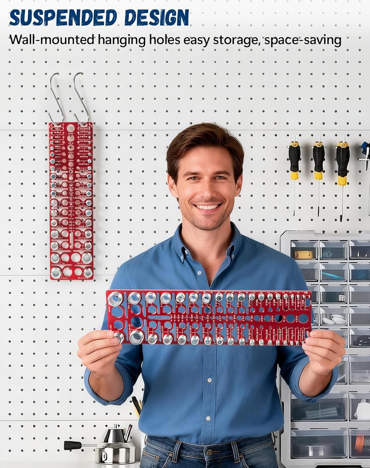 57-Piece Nut and Bolt Thread Checker, Standard & Metric Gauge, Drill & Screw Siz
