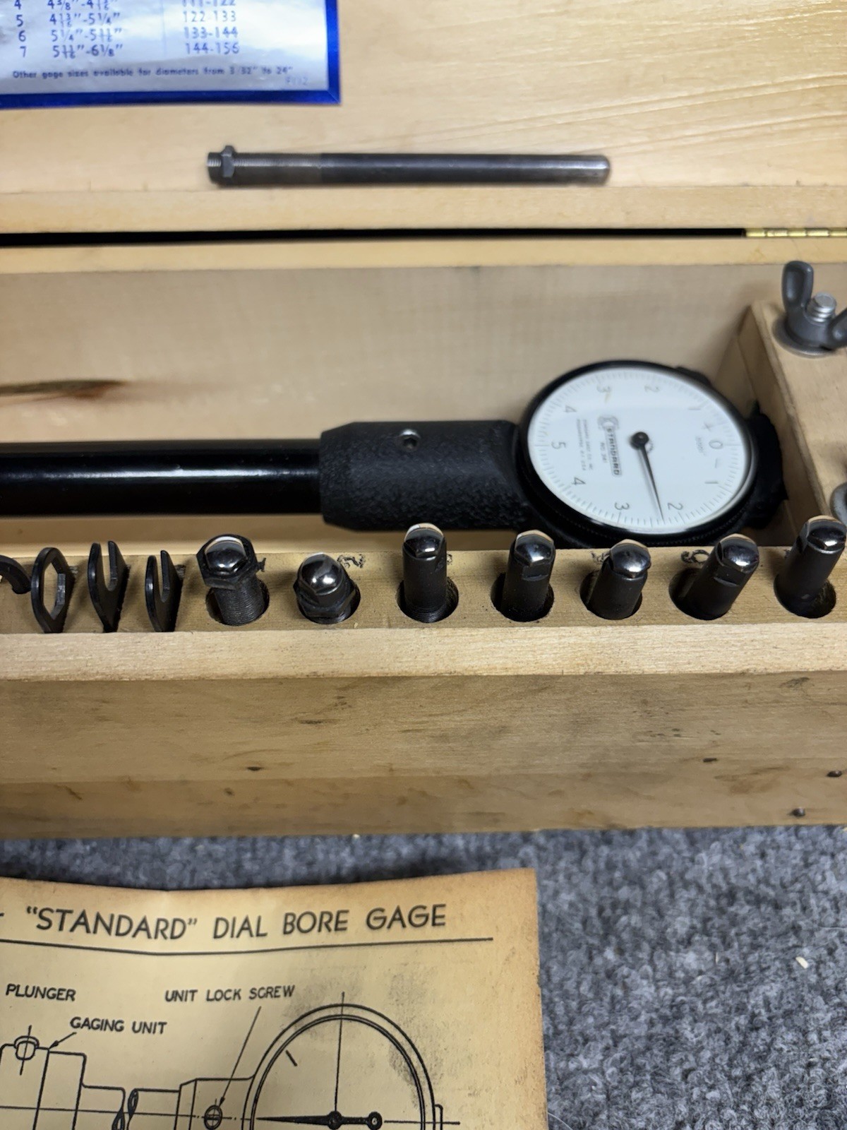 Standard Gage Company No 5 Dial Bore Gage 78MM-155MM 3.09″-6.625” 53374LR READ