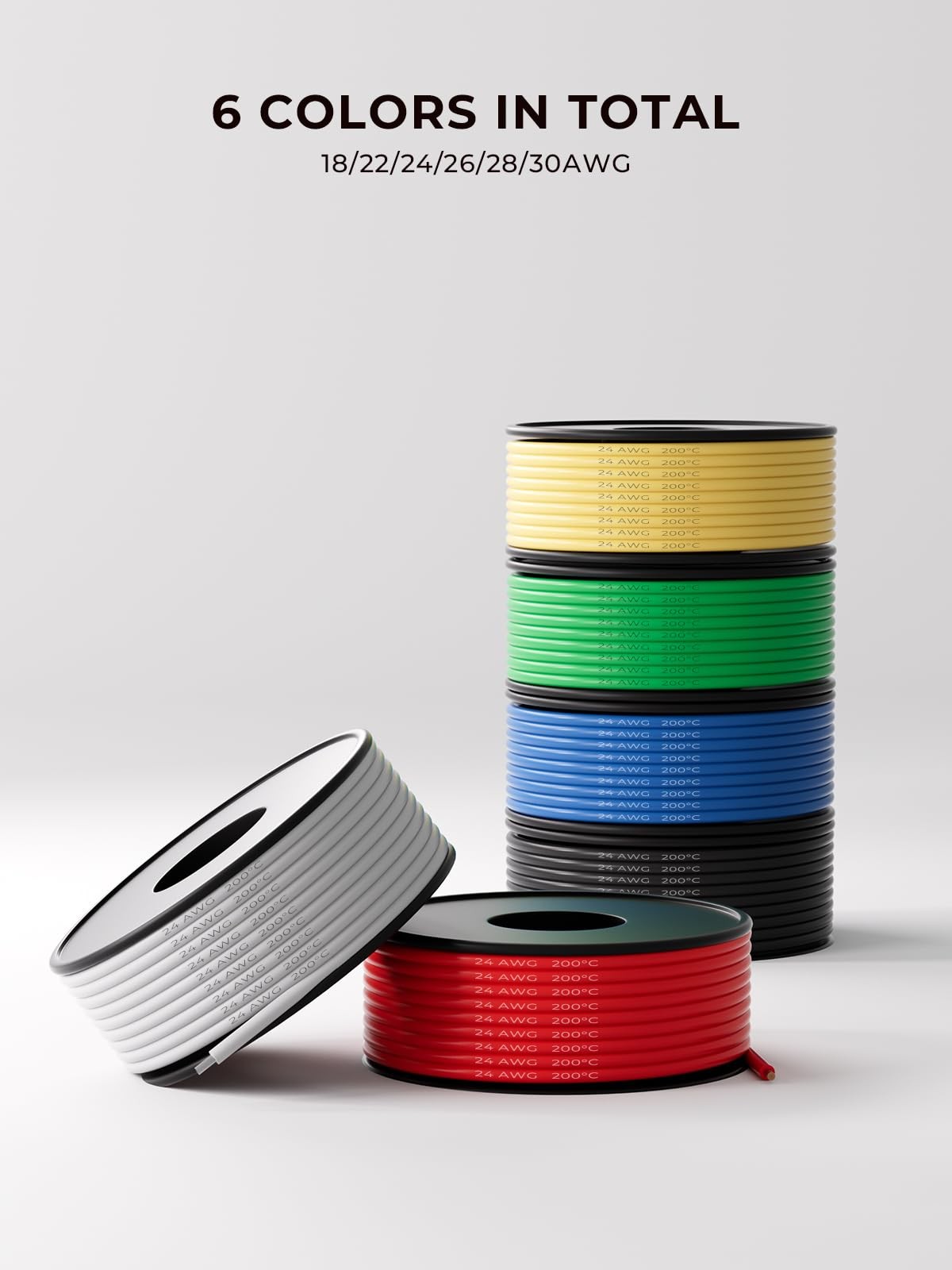 24 Gauge Wire 157ft,Stranded Silicone Electrical Wire Spool 24 AWG,26.2ft/8m …