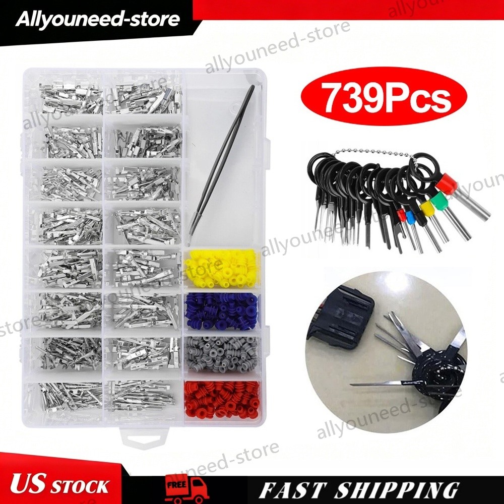 739Pcs Terminal Removal Tool Wire Seals Automotive Electrical Connector Pins Kit