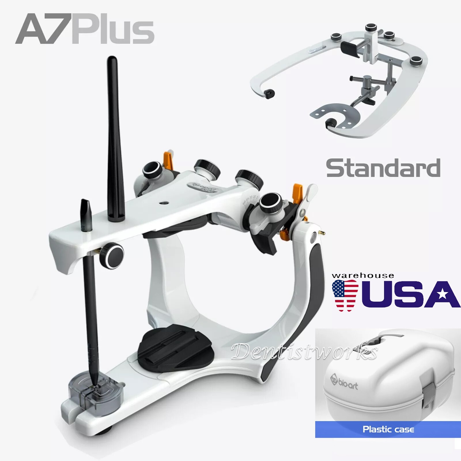 BIOART Semi-Adjustable Articulator A7 Plus with Standard Facebow, Plastic Case