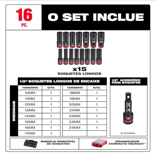 Milwaukee Electric – Shockwave Impact Duty. Socket 1/2. One Size, Red/Black