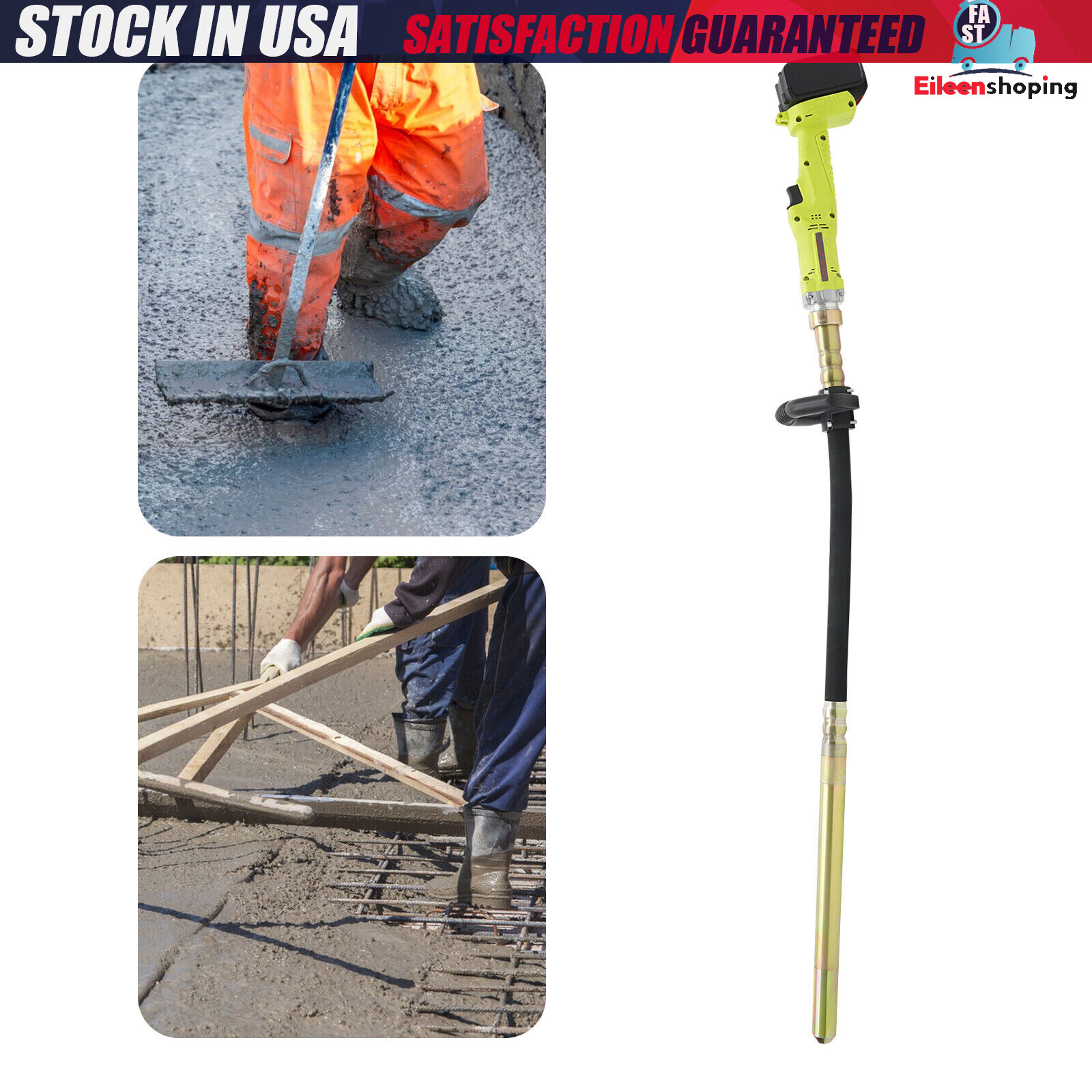 NEW! Cordless Handheld Concrete Vibrator with Battery & Battery Charger 29000rpm