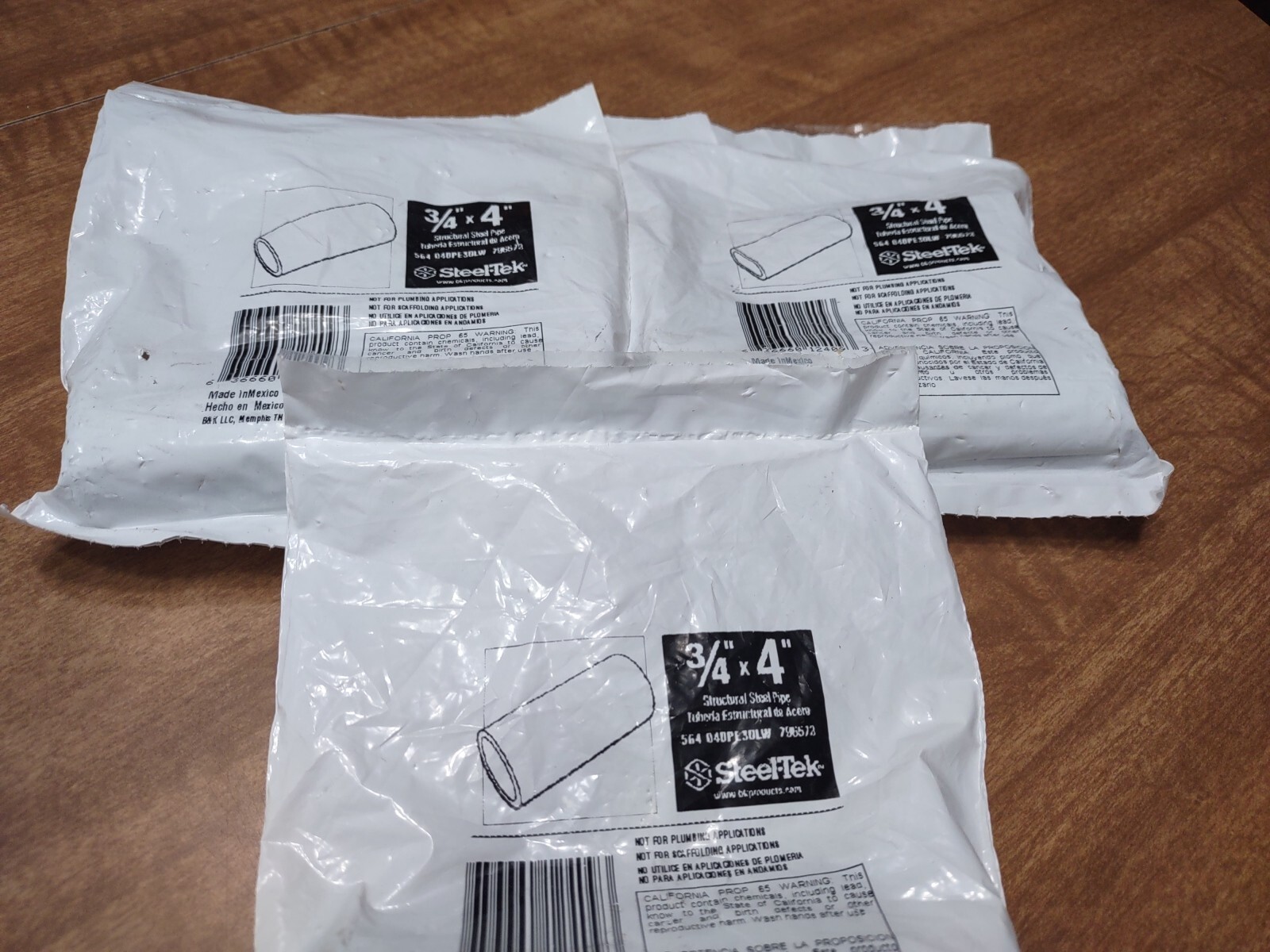 Lot Of 3 Steel-Tek 3/4″ x 4″ Structural Steel Pipe 796573 564-040PE30LW