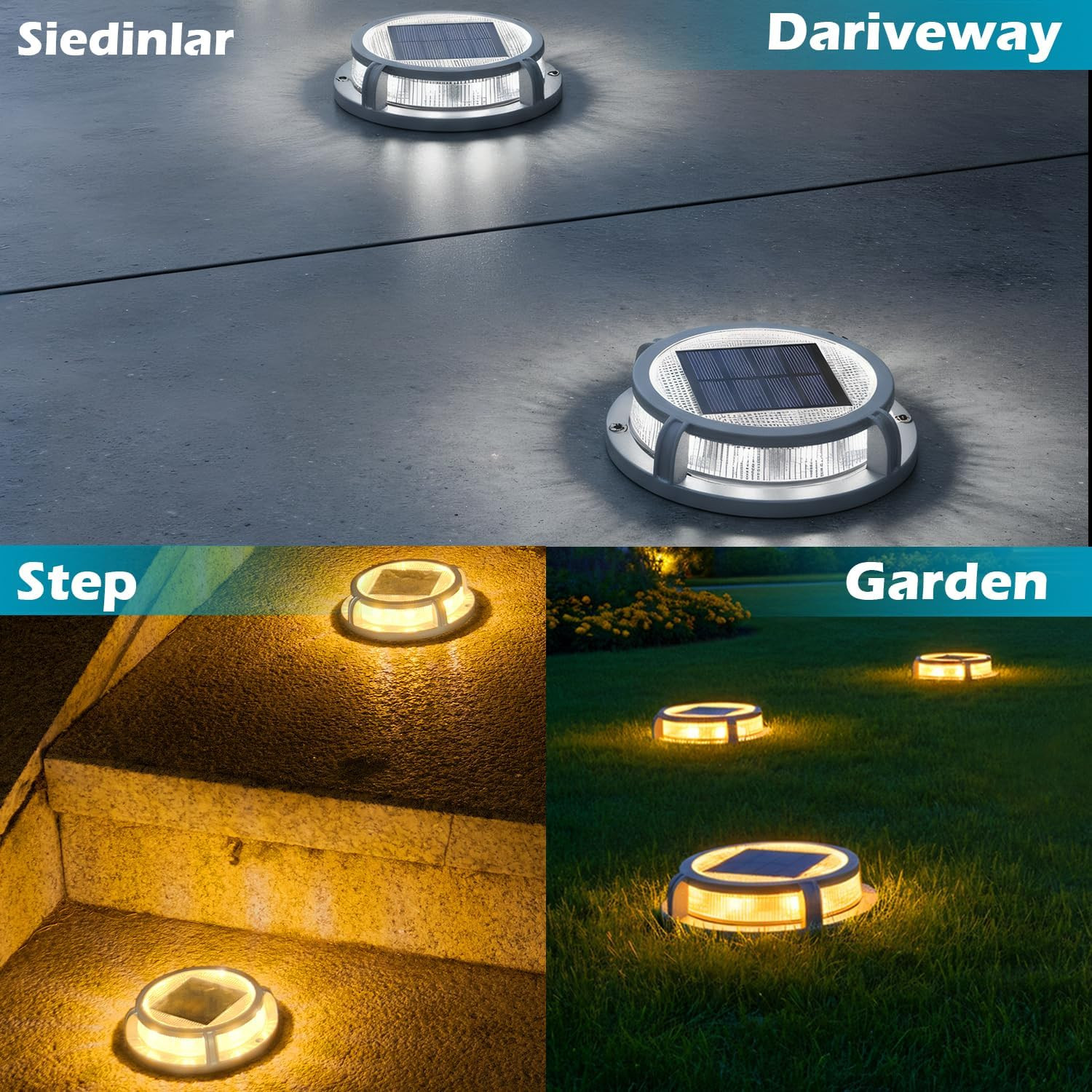 Solar Deck Lights Outdoor 2 Modes 16 Leds Driveway Markers Dock Light Solar Powe
