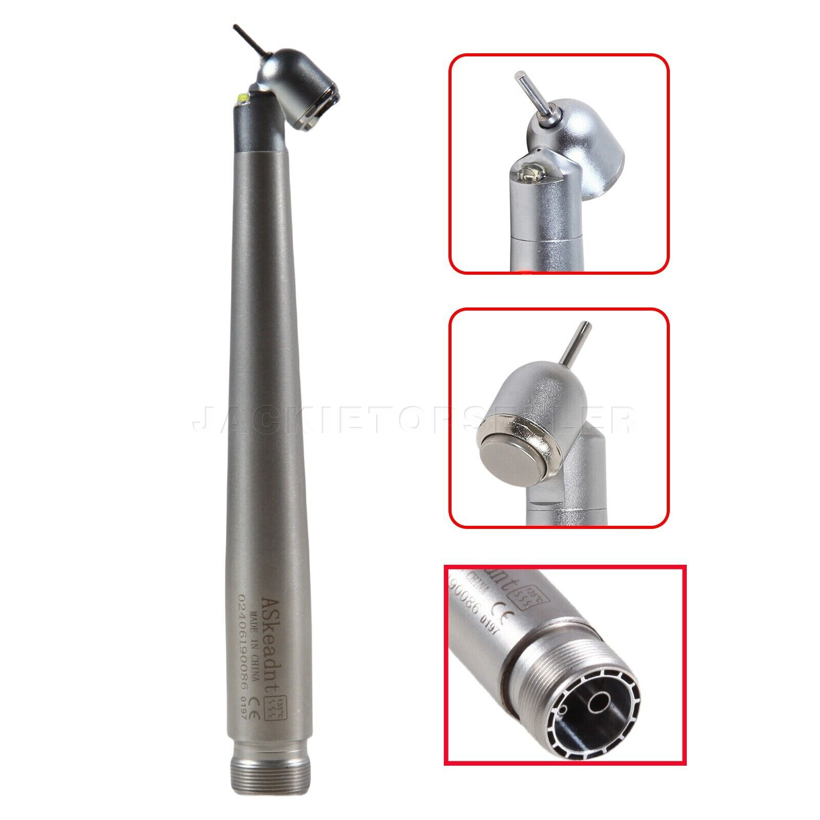 LED Dental Surgical Handpiece 45° Angle 2 Hole Borden Rear Exhaust Impact Air
