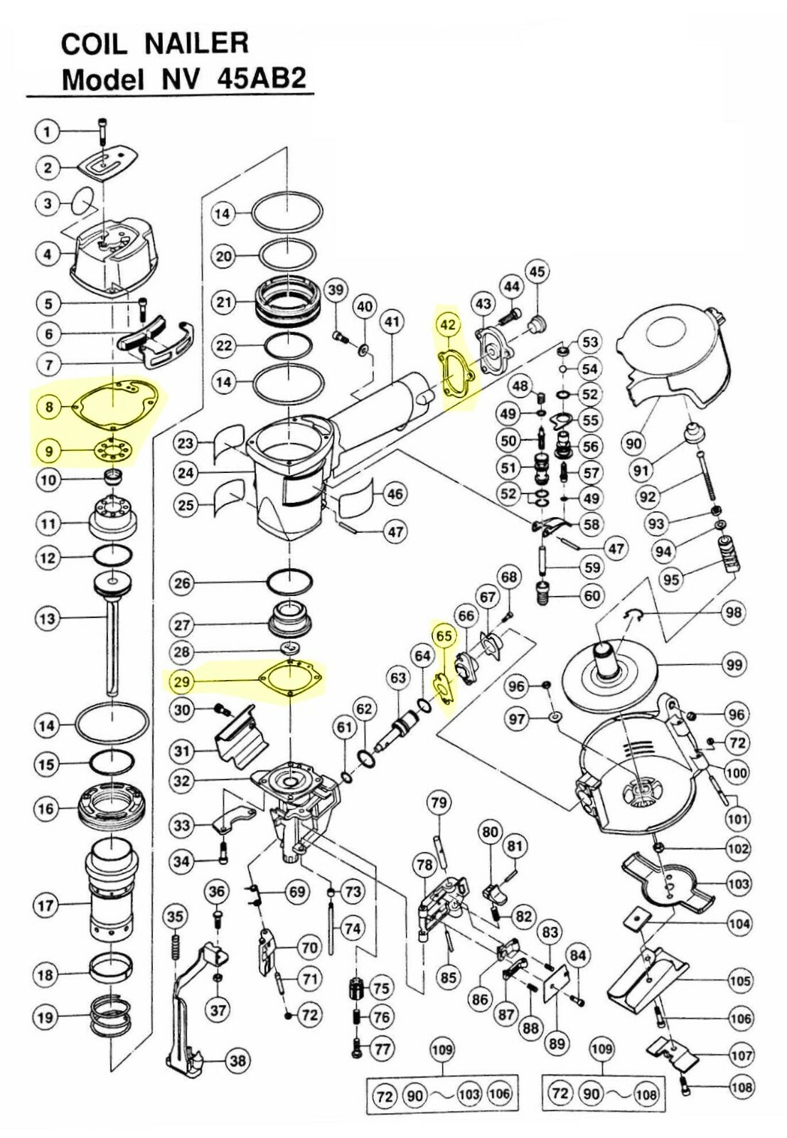CoFast® 5 High Quality ADEFG Gasket set kit Aftermarket Hitachi NV45AB2 883892