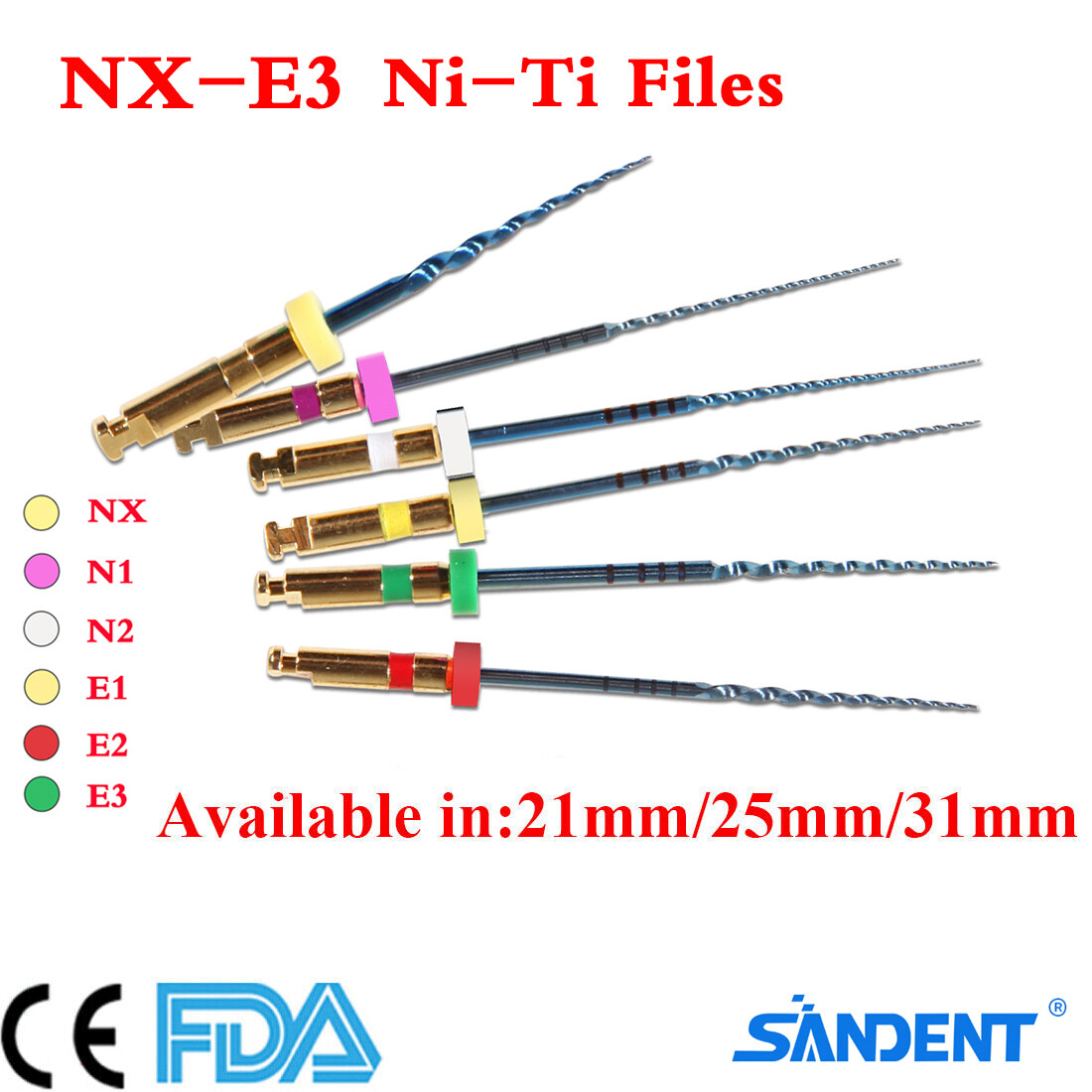 6pcs Endodontic Dental Endo Files Rotary NITI Files 21/25/31MM Dentist
