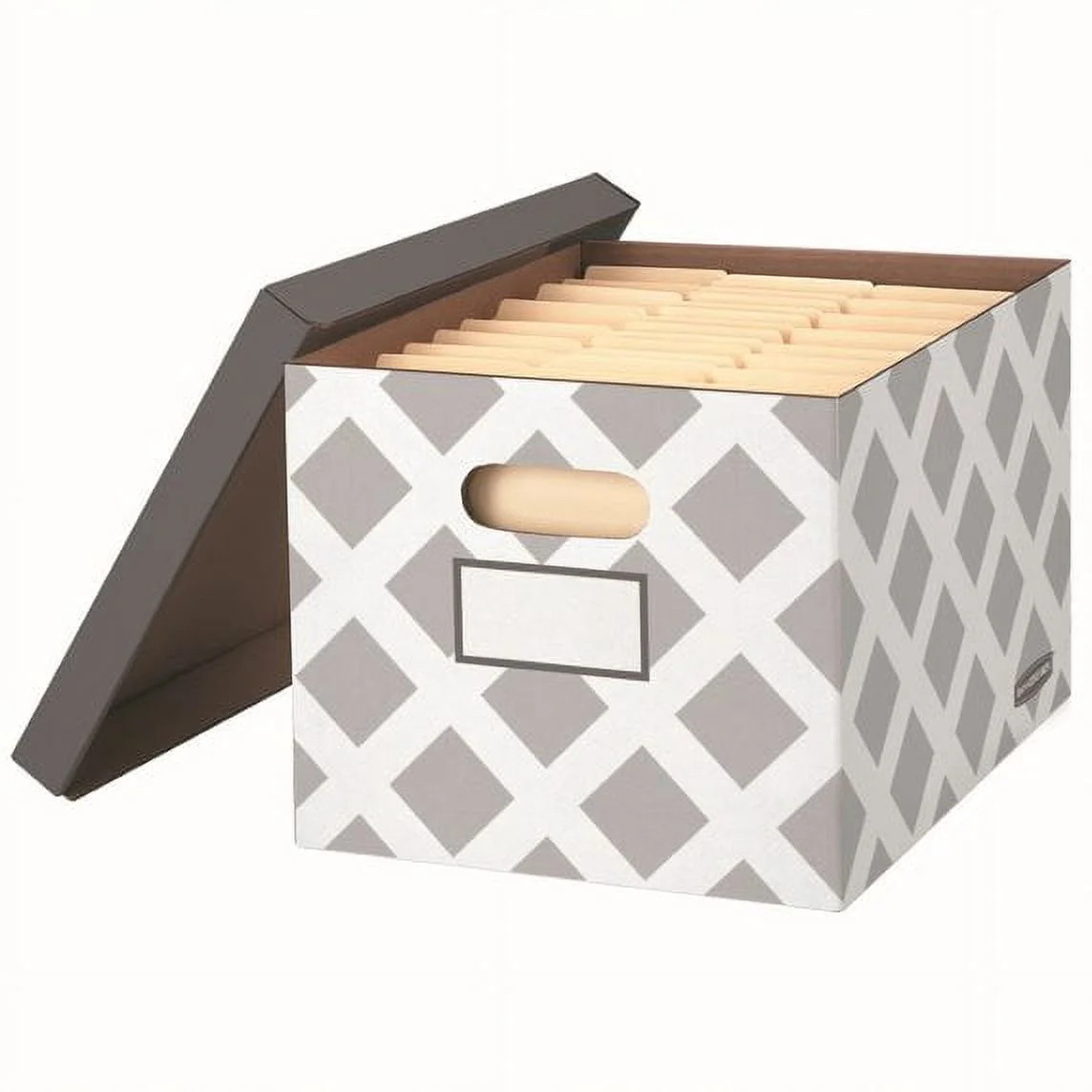 3 Pack Decorative File Storage Boxes Grey Diamond Design Letter Legal Size Lid