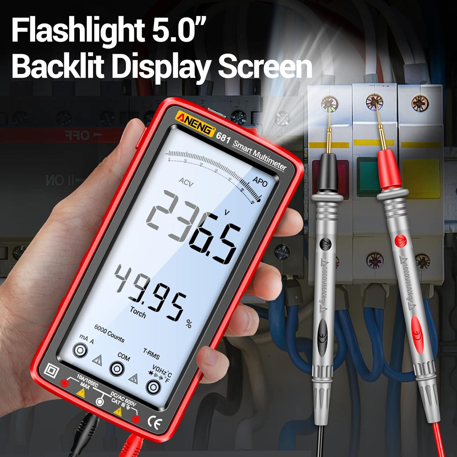 Digital Multimeter Tester Auto-Ranging TRMS 6000 Counts Voltmeter Smart Recharge
