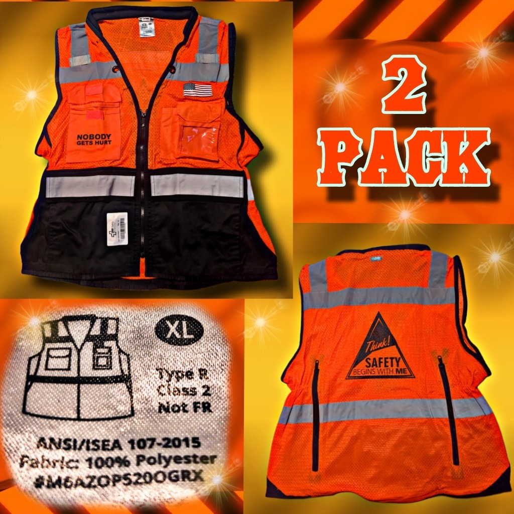 Orr Safety Vest HI-VIS Type R Class 2 Not FR ANSI/ISEA 107-2015 XL Lot Of 2 New