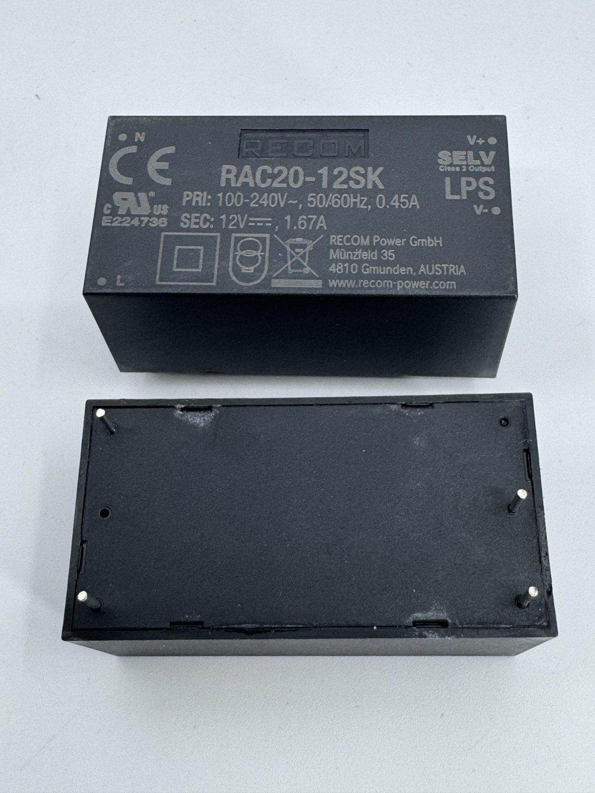 15 PCS RAC20-12SK RECOM Power AC DC Converter Module 12V 1.67A 20W 85 TO 264 Vin