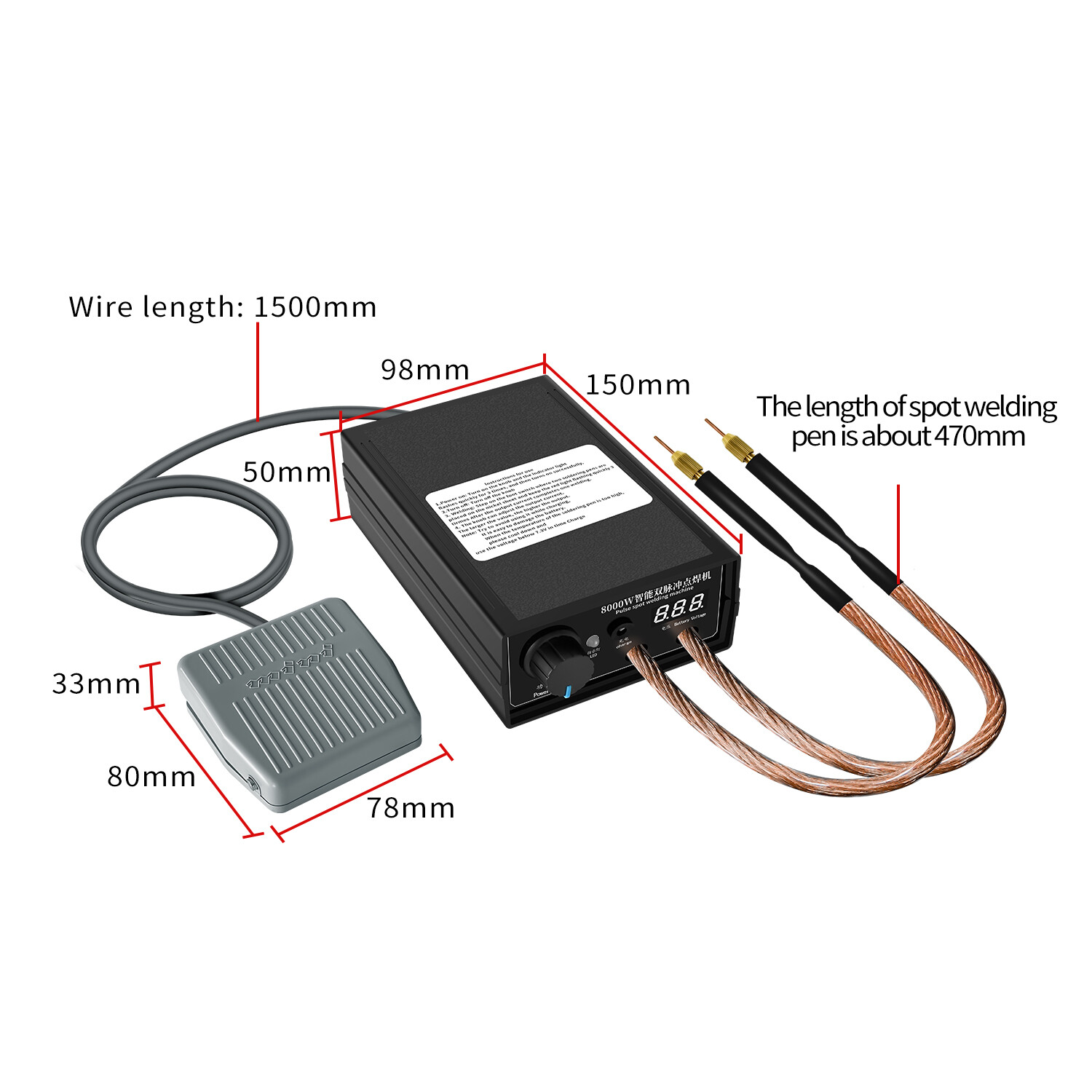 For 18650 Li-ion Battery Pack 8000W Mini Spot Welder Nickel Strip Welding Tools