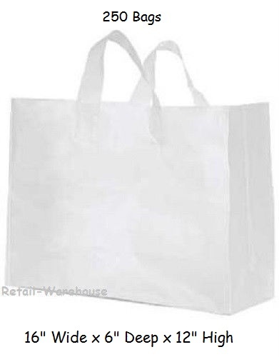 Clear Bags Plastic 250 Retail Merchandise Shopping Frosted Frosty 16 x 6 x 12
