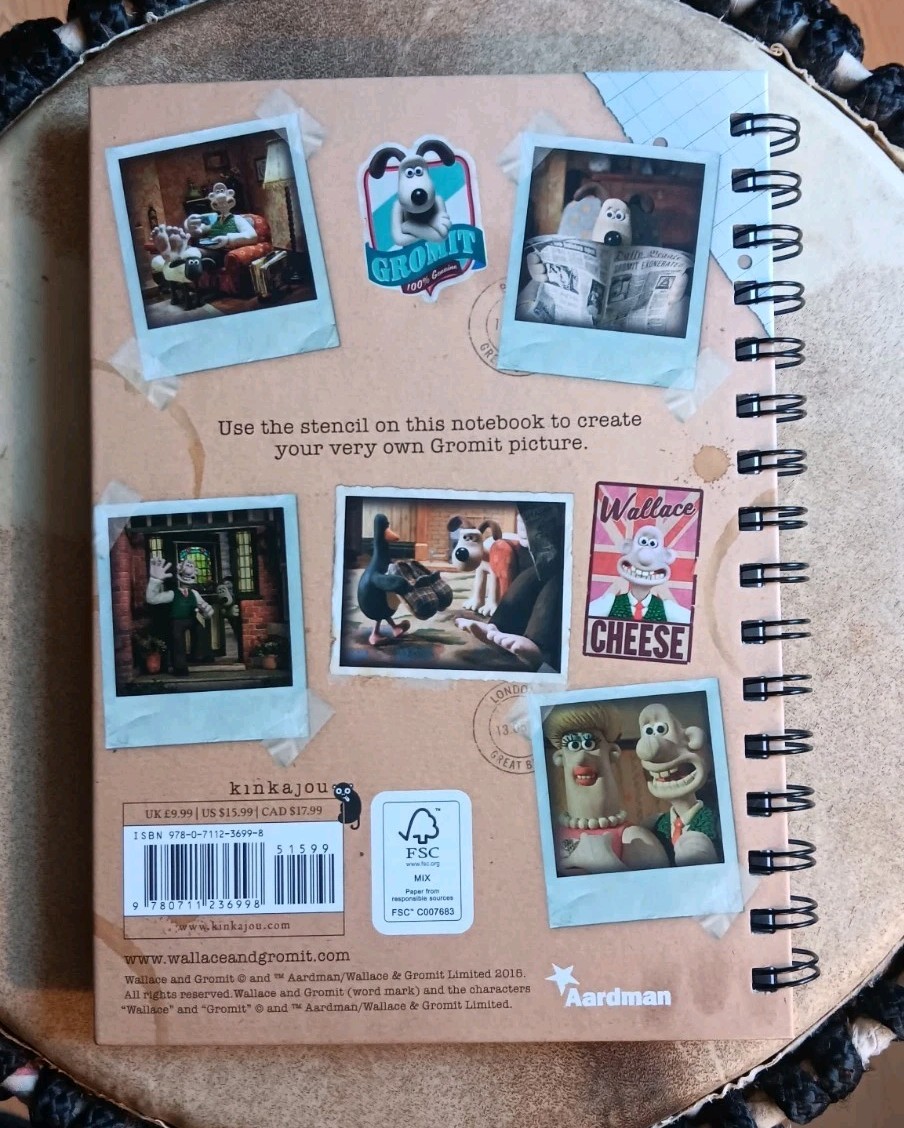 Wallace and Gromit – Spiral Bound Hardcover Stencil Notebook Journal – Unused.
