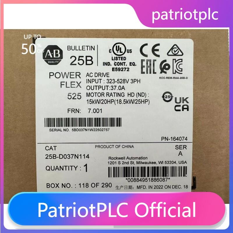 25B-D037N114 Allen Bradley PowerFlex 525 AC Drive NEW Factory Sealed US Free Tax