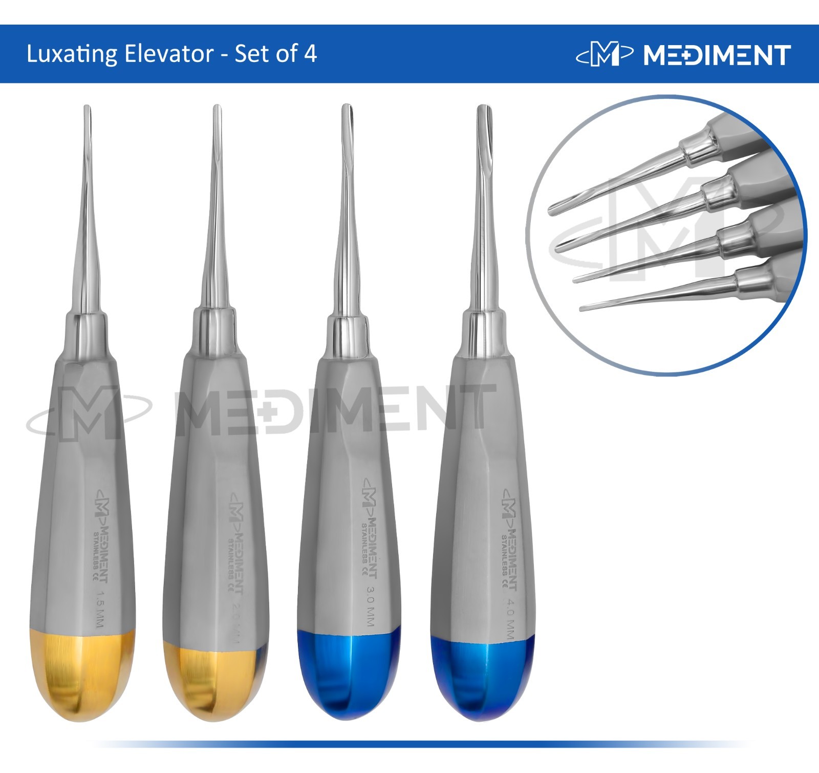 Dental Elevators Tooth Extraction Luxating Root Tip Set of 4 Dental German