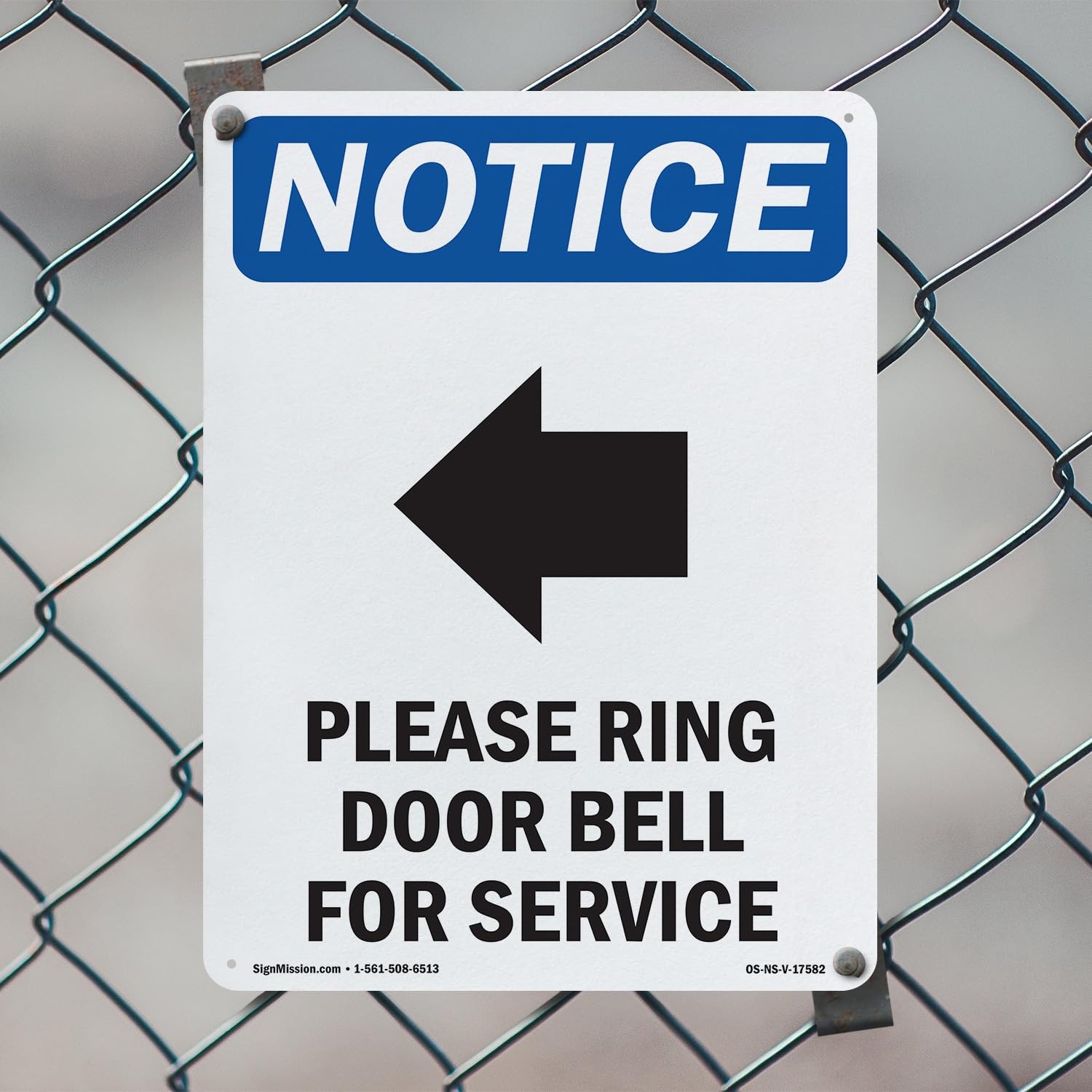 Please Ring Door Bell OSHA Notice Rigid Plastic Sign 18 Inch x 12 Inch – 10 Pack