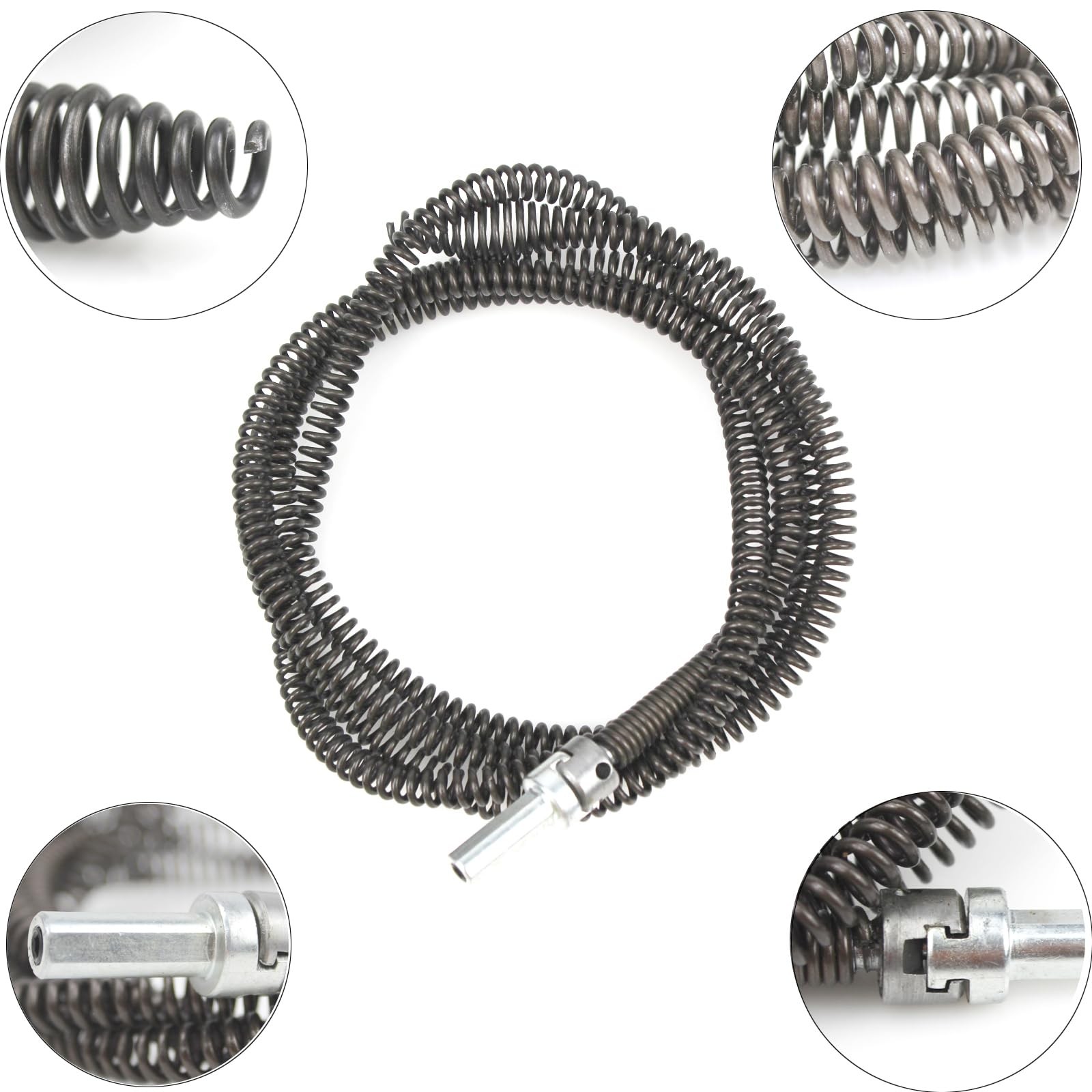 10mm HeavyDuty Drain Auger Snake Cable with Drill Adapter 6.5Ft/2M Flexible …