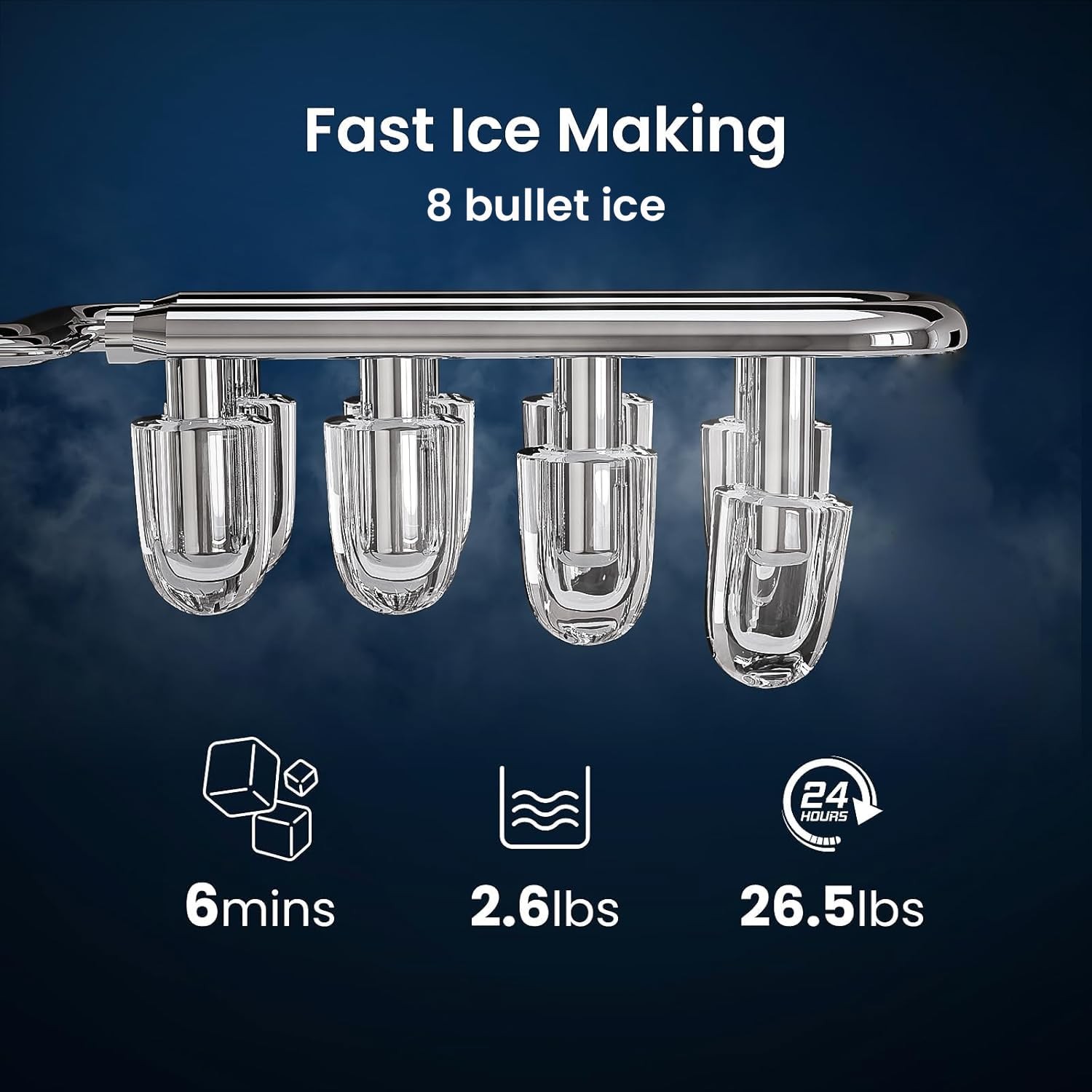 Portable Ice Maker 8 Cubes 26.5lbs/24Hrs SelfCleaning Kitchen Camping RV Black