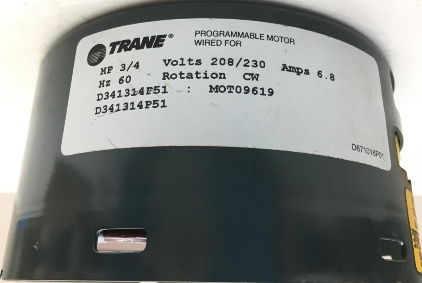 GE Module DG02 only 3/4 HP TRANE D341314P51 MOT09619 Rot CW LE 230V used #Z460