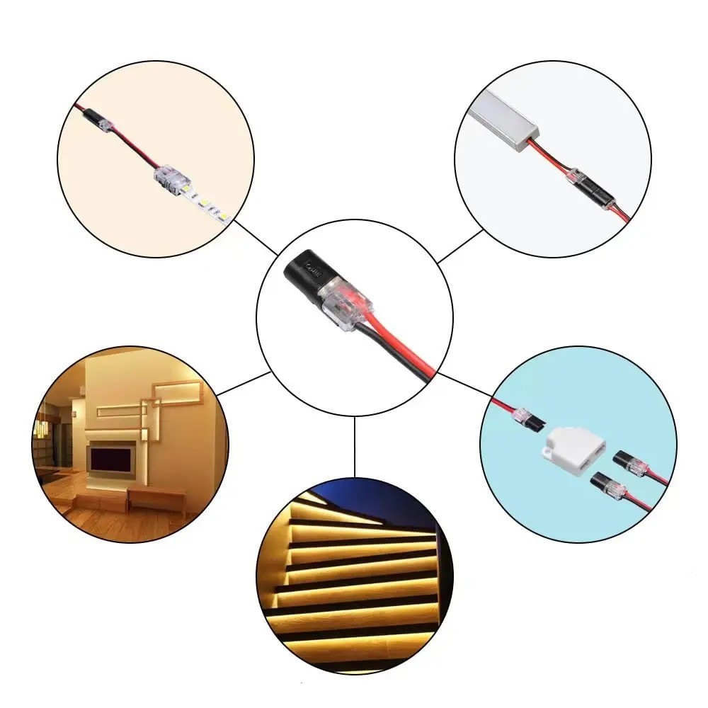 10/20 PCS Double-Wire Plug-in LED Connector with Lock Buckle – 2 Pin Compact