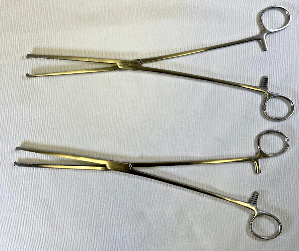 Pair of Millennium Surgical Kocher Clamps Straight 12″ 1×2 Teeth General Surgery