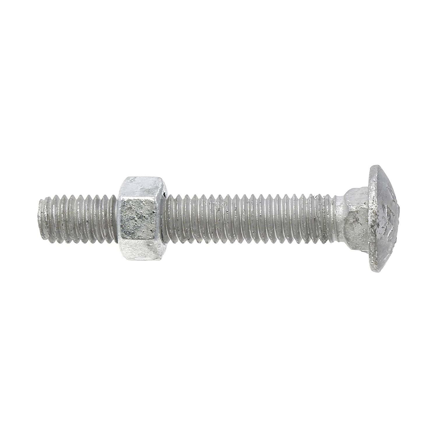 3/8 x 2 1/2″ Long Carriage Bolts with Nuts, Galvanized Steel (Pack of 25)