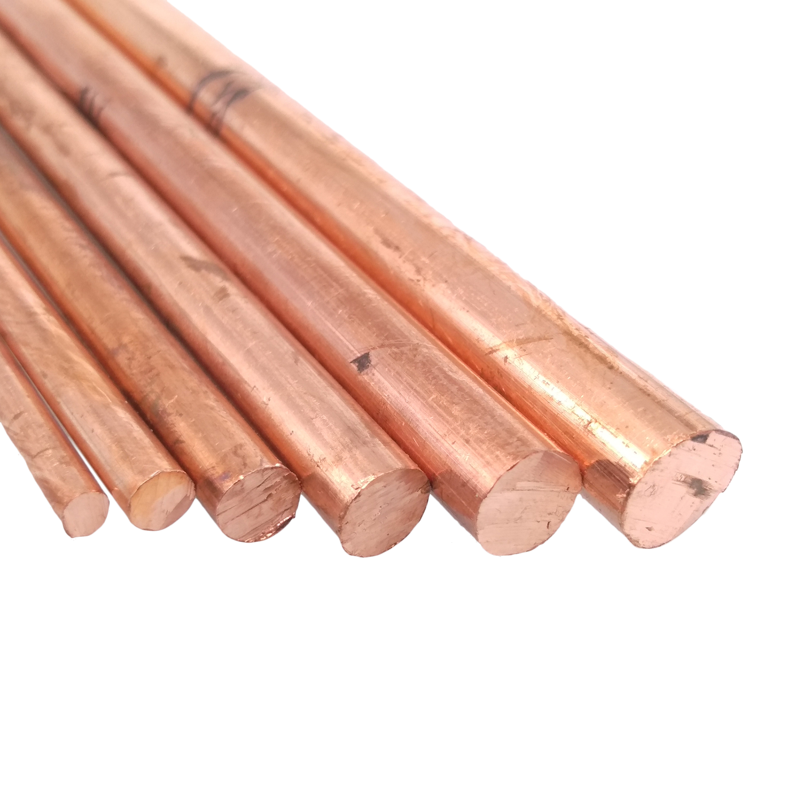 6pcs 3-8mm ±10% Dia. 250mm 99.9% Pure Copper T2 Cu Rods Cylinder Assortment Kit
