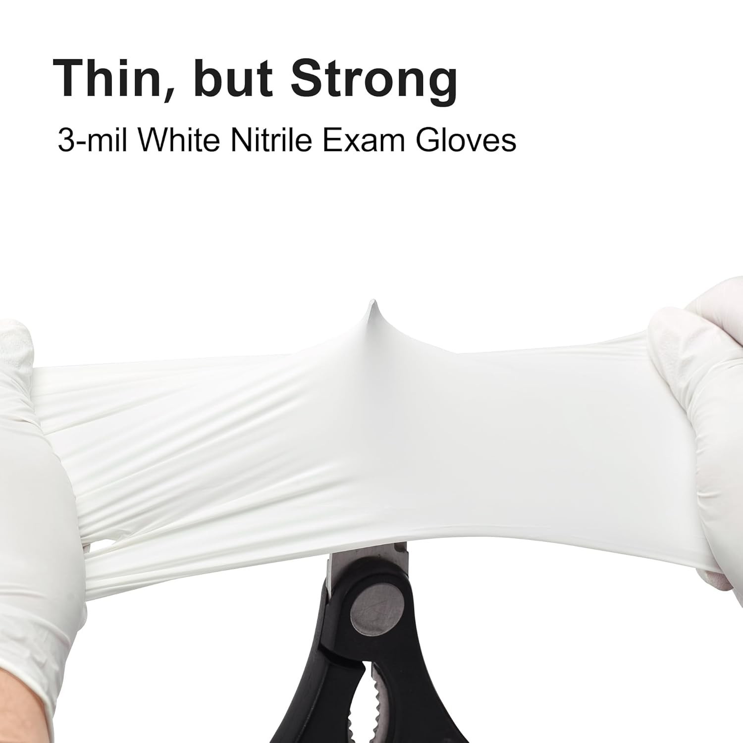 Disposable Nitrile Exam Gloves, 3-mil, Medium, Box of 100, White Nitrile Glov…