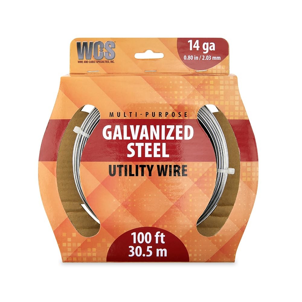 Galvanized Steel Utility Wire 14 Gauge SWG .080 Inch 2.032mm 100 Ft 30.5m Coil