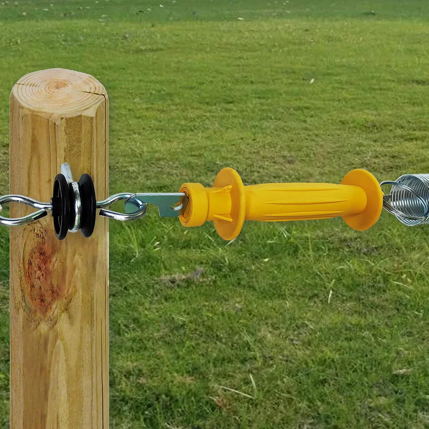 Electric Fence Rubber Gate 8 Pack Yellow | Spring Handles Insulated Plastic Han