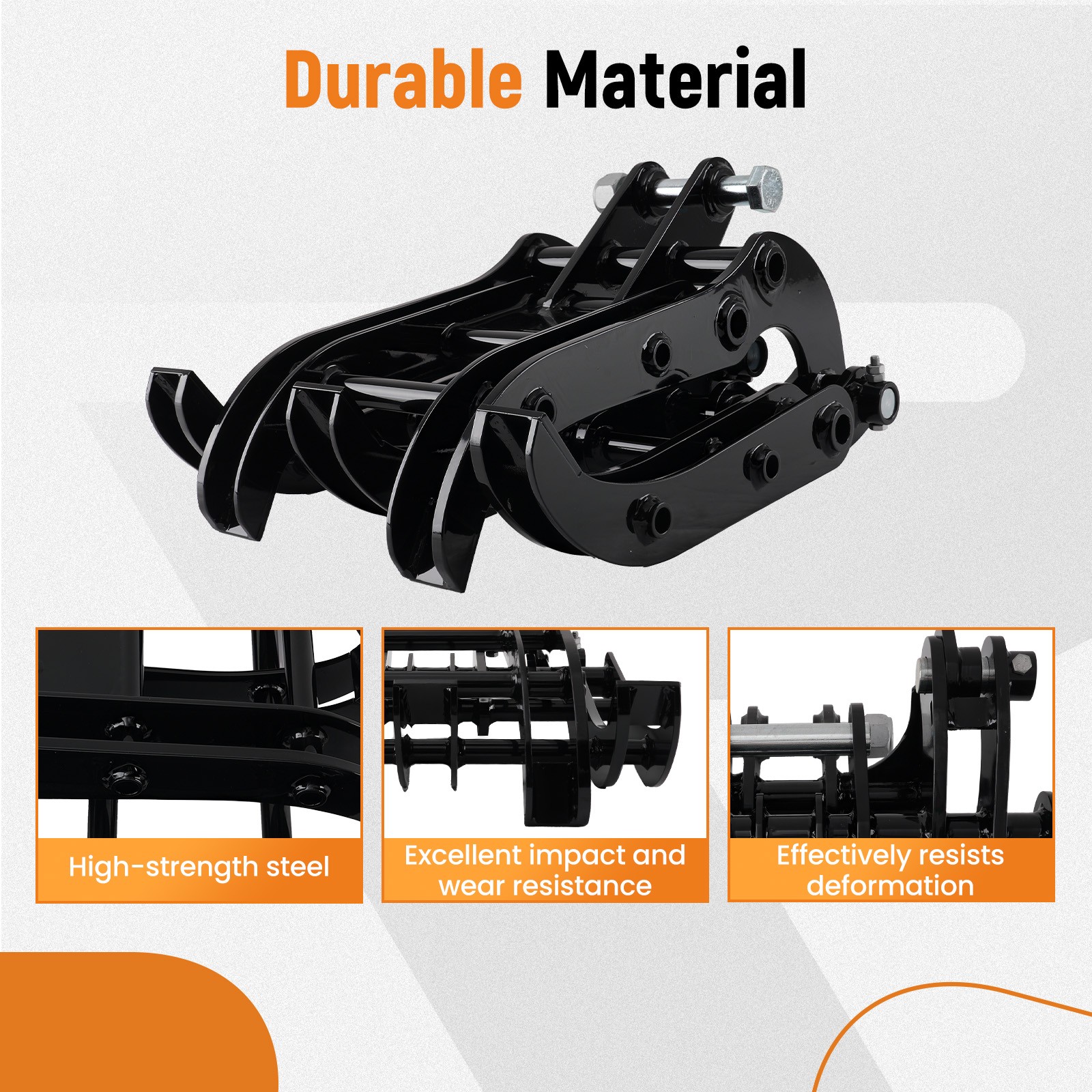 Steel Grapple with Powder Coated Finish for Mini Excavator 0.8-1.8T