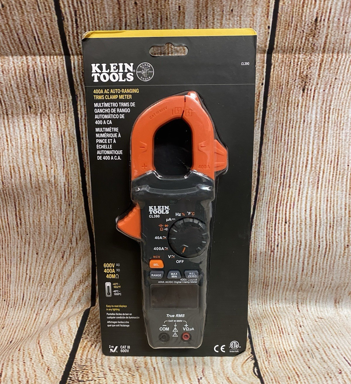 Klein Tools CL390 CAT III 600V 400A True RMS Clamp Meter 4000 Count NCV
